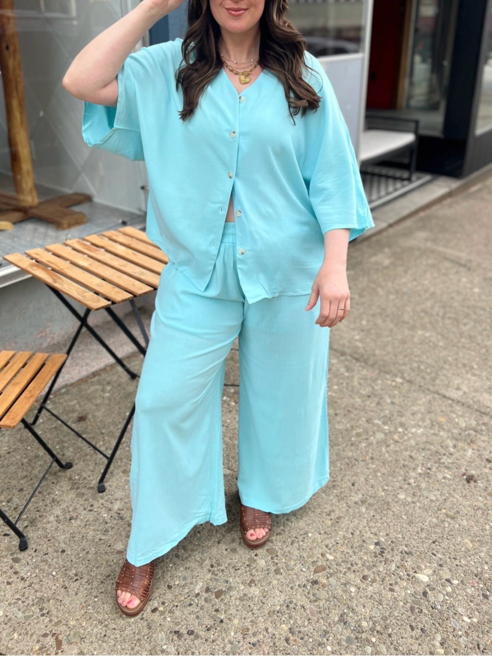 Light Aqua Wide-Leg Women’s Lounge Pants